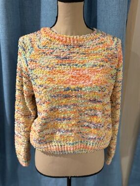 En Creme Pastel Multicolor Bouclé Crewneck Sweater